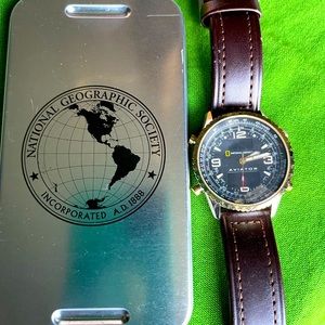 Men’s National Geographic Society STAINLESS STEEL Aviator Watch.